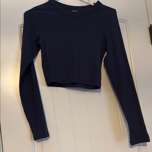 PINK long sleeved cropped shirt small. In excellent condition hardly worn navy